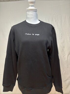 Black 'J'adore le yoga' Crewneck Sweatshirt